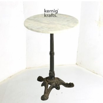 BART05658 Mango Wood Distress rustic Top Cast Iron Table