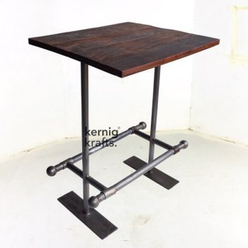 BART13602 Mango Top Industrial High Bar Table with Foot Rest