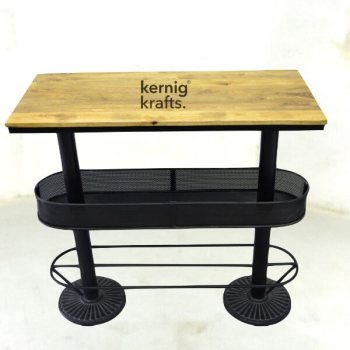 BART45676 Mango Top Industrial High Bar Table with Foot Rest and Storage