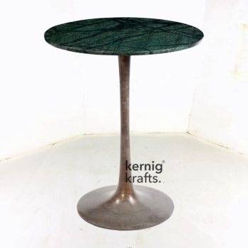 BART62610 Cast Iron Chrome Finish Marble Top Bar Table