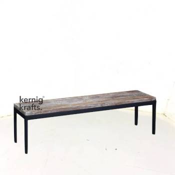 BENC35904 Metal Frame Wooden Seat Rustic Bench