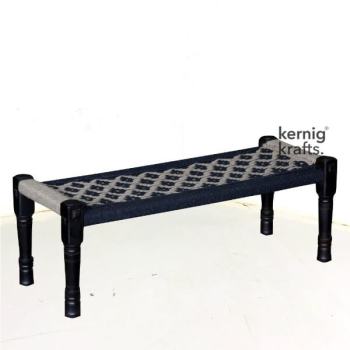 BENC97045 Hand Weaving Sheesham Wood Indian Furniture Bench