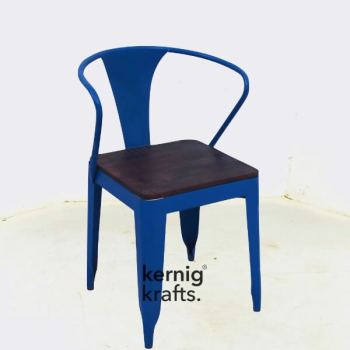 CHAM26086 Stackable Wooden Top Iron Powdercoat Chair