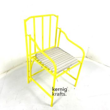 CHAM33568 Industrial Iron Steel Cushion Seat Bistro Chair