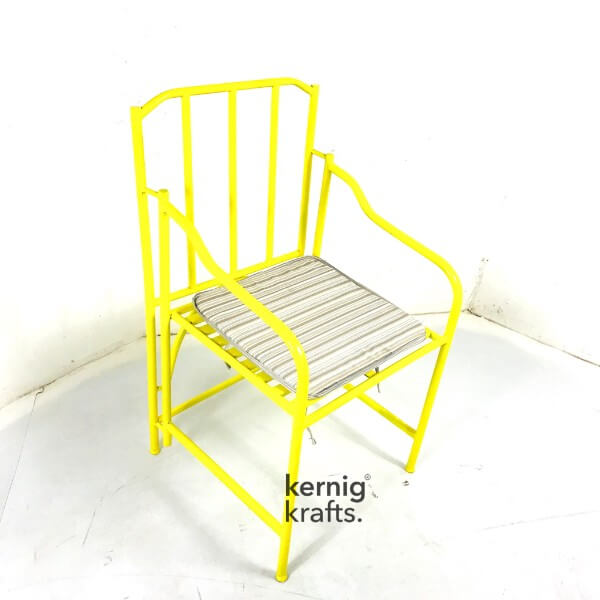 CHAM33568 Industrial Iron Steel Cushion Seat Bistro Chair