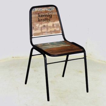 CHAM33932 Stackable Wooden Iron Powdercoat Chair