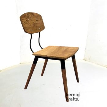 CHAM78139 Mid Century Modern Acacia Wood Cone Leg Cafe Chair