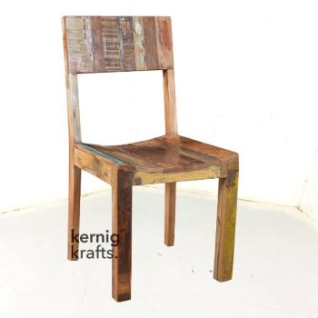 CHAM93873 Rustic Distressed Reclaimed Wood Cafe Restaurant Chair