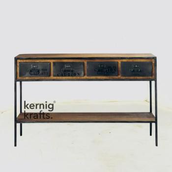 CONS58756 Industrial Side Table Console with Drawer