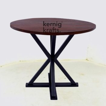 DINT36592 Metal Base Mango Wood Top Cafe Industrial Table 