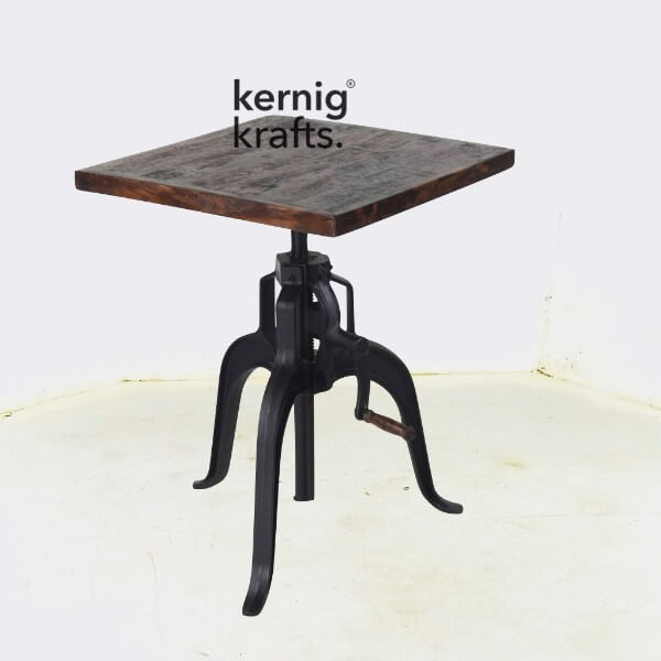 DINT78640 Height Adjustable Crank Cast Iron Table