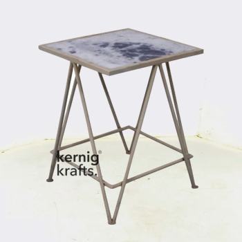 ENDT03734 Electroplated Metal with Marble Top Accent End Table