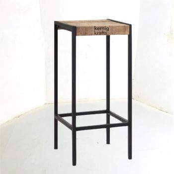 ENDT09728 Metal with Mango Wood Top Industrial End Table