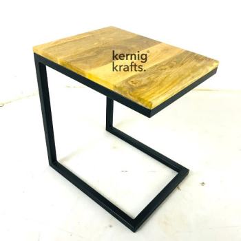 ENDT88124 Metal with Mango Wood Top Industrial End Table