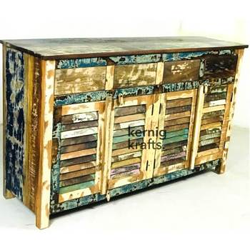 SDBA16660 Hand Carved Reclaimed Wood Rustic Sideboard Service Station