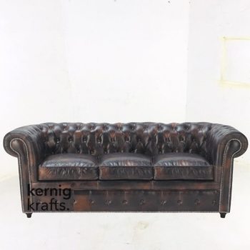 SOFA75765 Three Seater Leather Vintage Finish Chesterfield Sofa
