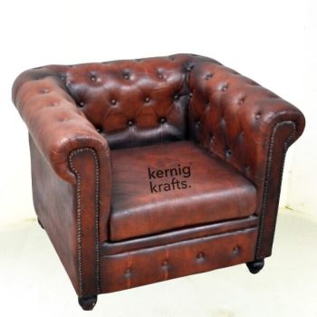 SOFA83364 Single Seater Leather Vintage Finish Chesterfield Sofa