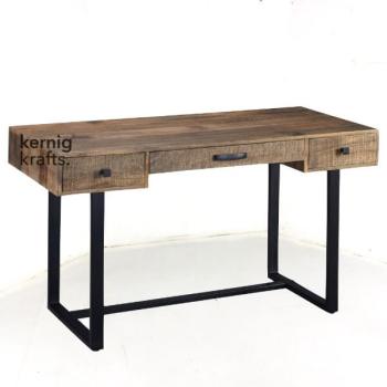 STTB20718 Aara Finish Mango Wood Rustic Industrial Study Table