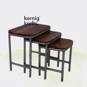 STUL14763 Nesting Stool Wooden Top