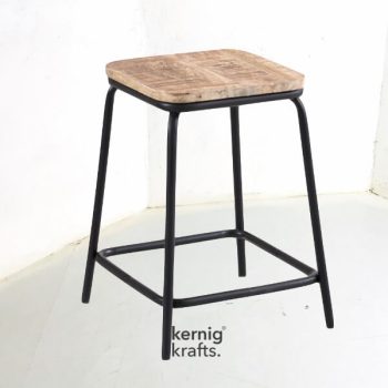 STUL34334 Wood Top Metal Industrial Cafe Stool