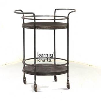 TROL08636 Metal Hotel Resort Bar Electroplated Trolley with Wood