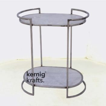 TROL62728 Metal Hotel Resort Bar Electroplated Trolley with Marble