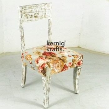 CHAM17702 Wooden Upholestry Chair Rustic Finish