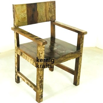 CHAM27465 Reclaimed Wood Chair With Hand Rest