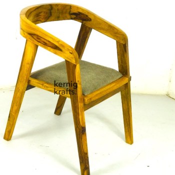 CHAM29682 Line By Line Nordic Wooden Chair With Cushion Round Back for Cafe