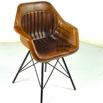 CHAM40059 Leather Bucket Industrial Chair With Hand Rest