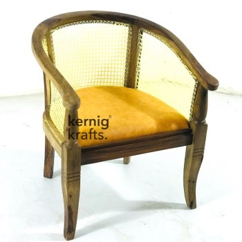 CHAM49210 Hand Made Wooden Indian Netting Chair With Hand Rest
