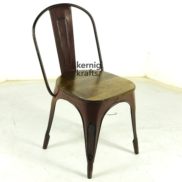 CHAM51908 Cello Tolix Chair With Wooden Seat