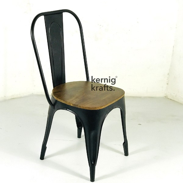 CHAM54809 Cello Tolix Chair With Wooden Seat