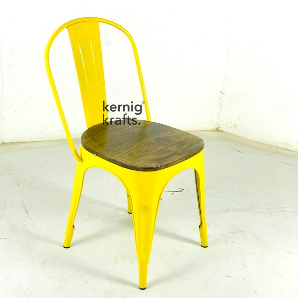 CHAM95444 Cello Tolix Chair With Wooden Seat