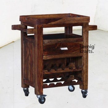 BARC76643 Movable Bar Trolly With Wine Rack