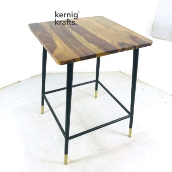 BART26921 Two Seater Square Rosewood Bar Table With Steel Base