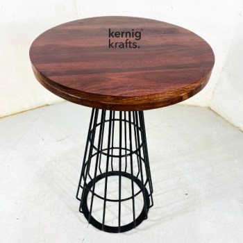 BART58854 Wireframe Bar Table With Round Wooden Top