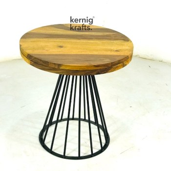 BART80422 Wireframe Bar Table With Round Wooden Top