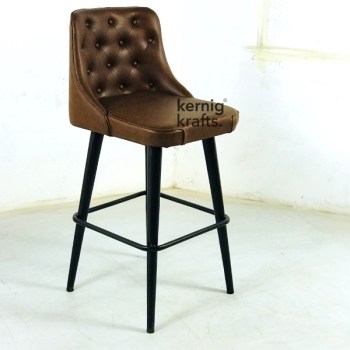 BCHM93082 Modern Leatherette Bar Chair with Button Tufted Back Deep Brown