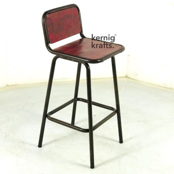 BCHM95434 Metal Sleek Bar Chair With Reclaimed Wood Seat