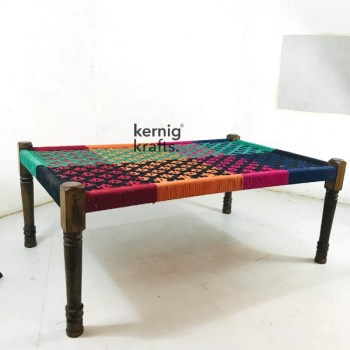 BENC29492 Wooden Rope Work Macha Bench