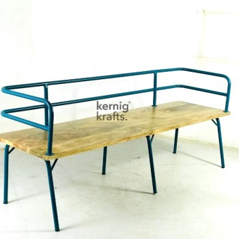 BENC61034 Industrial Metal Bench With Wooden Top