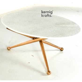 COFT23236 Marble Top Coffee Table with Brass Electroplating