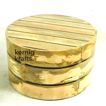 COFT39977 Outdoor Wooden Round Coffee Table In Natural Mango Finish