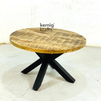 COFT47267 Mango Wood Coffee Table with Wireframe Metal Base