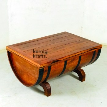 COFT63982 Barrel Look Wooden Coffee Table