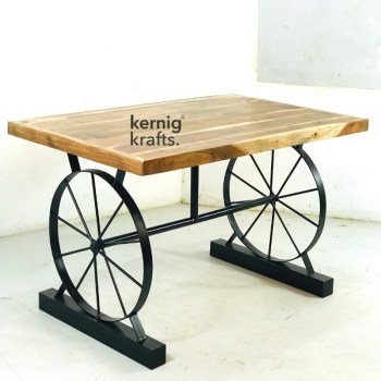 DINT24164 Rustic Industrial Cycle Design Restaurant Cafe Dining Table