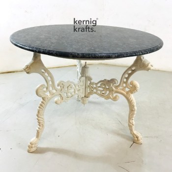DINT27653 Cast Iron Base Cafe Table with Stone Top