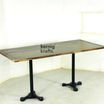 DINT32515 Cast Iron Four Seater Rectangle Rosewood Table