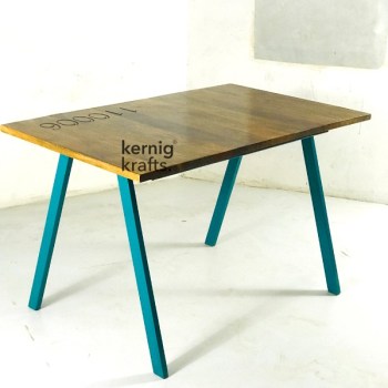 DINT37419 Cafe Table With Rosewood Top and Metal Leg